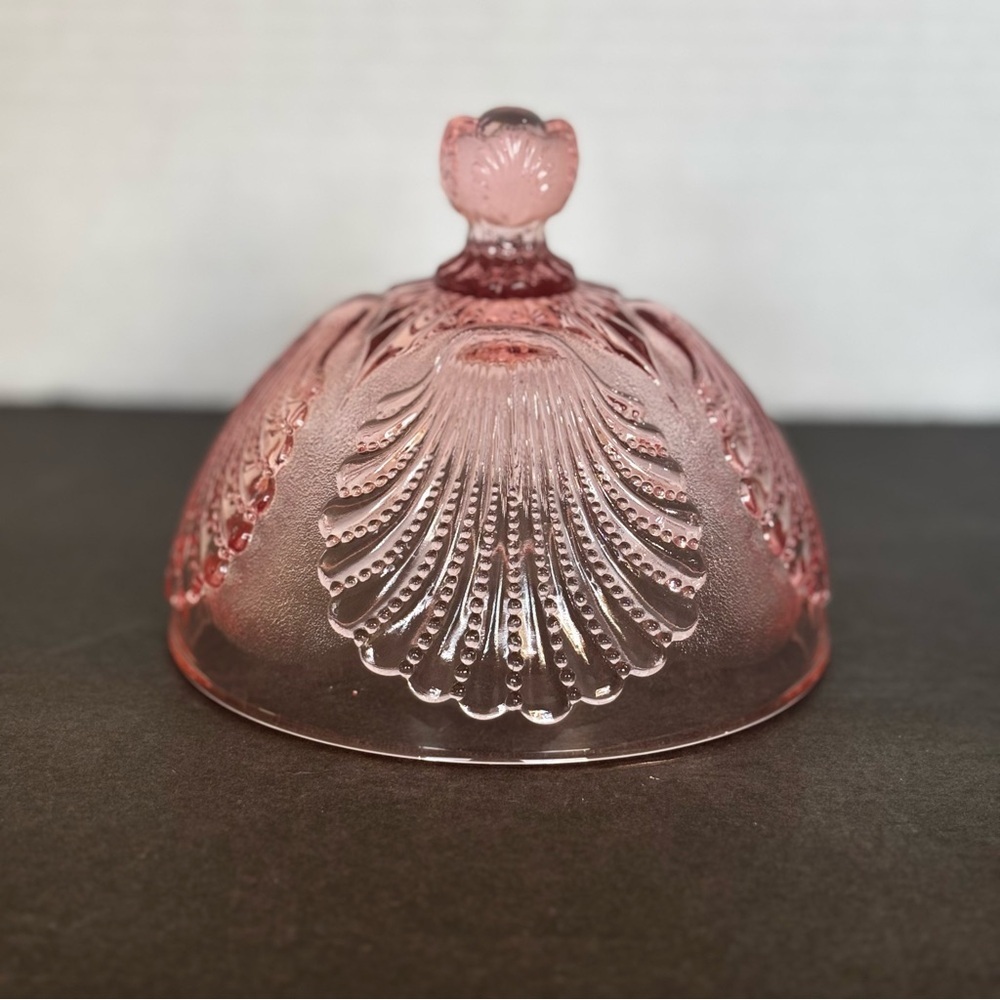 Vintage Dugan Mosser French Opalescent Beaded Shell Dome For Covered Butter Dish - Picture 2 of 9